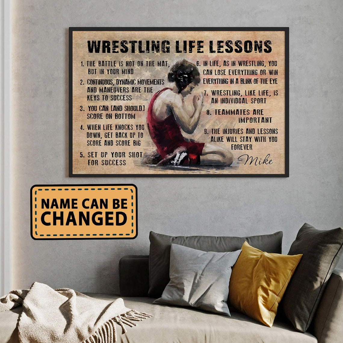 Personalized Wrestling Life Lessons Poster Custom Name Wrestling Lover Gift Wrestling Poster Sport - Image 2
