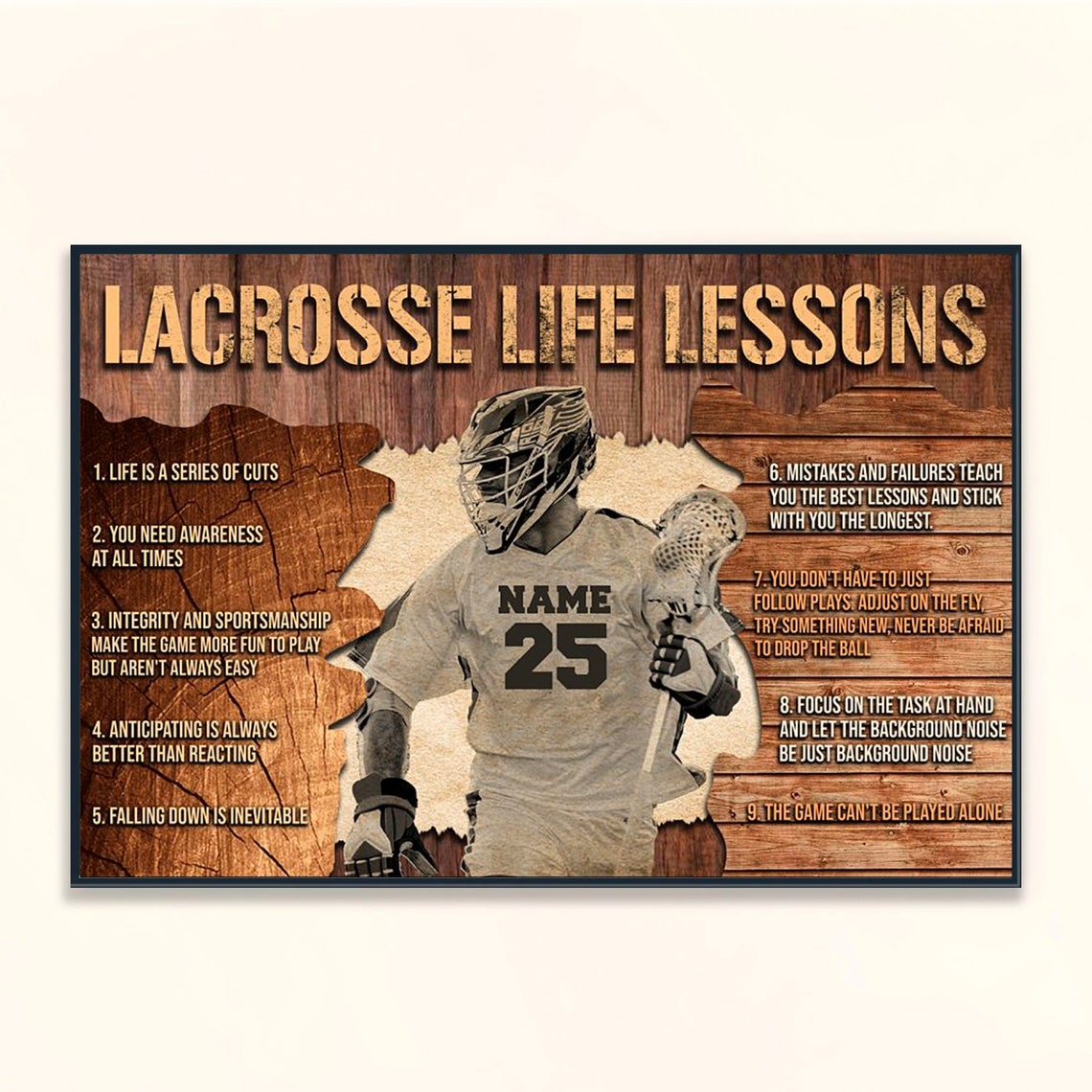 Personalized Lacrosse Life Lessons Poster Lacrosse Lover Gift Gift For Son Vintage Lacrosse Gift For Lacrosse Player Lacrosse Poster