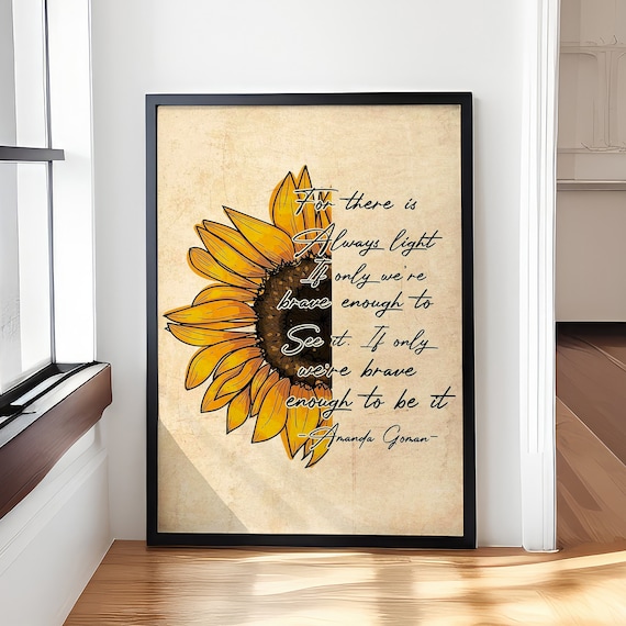 Amanda Gorman Always Light Sunflower Poem Vintage Quote Poster