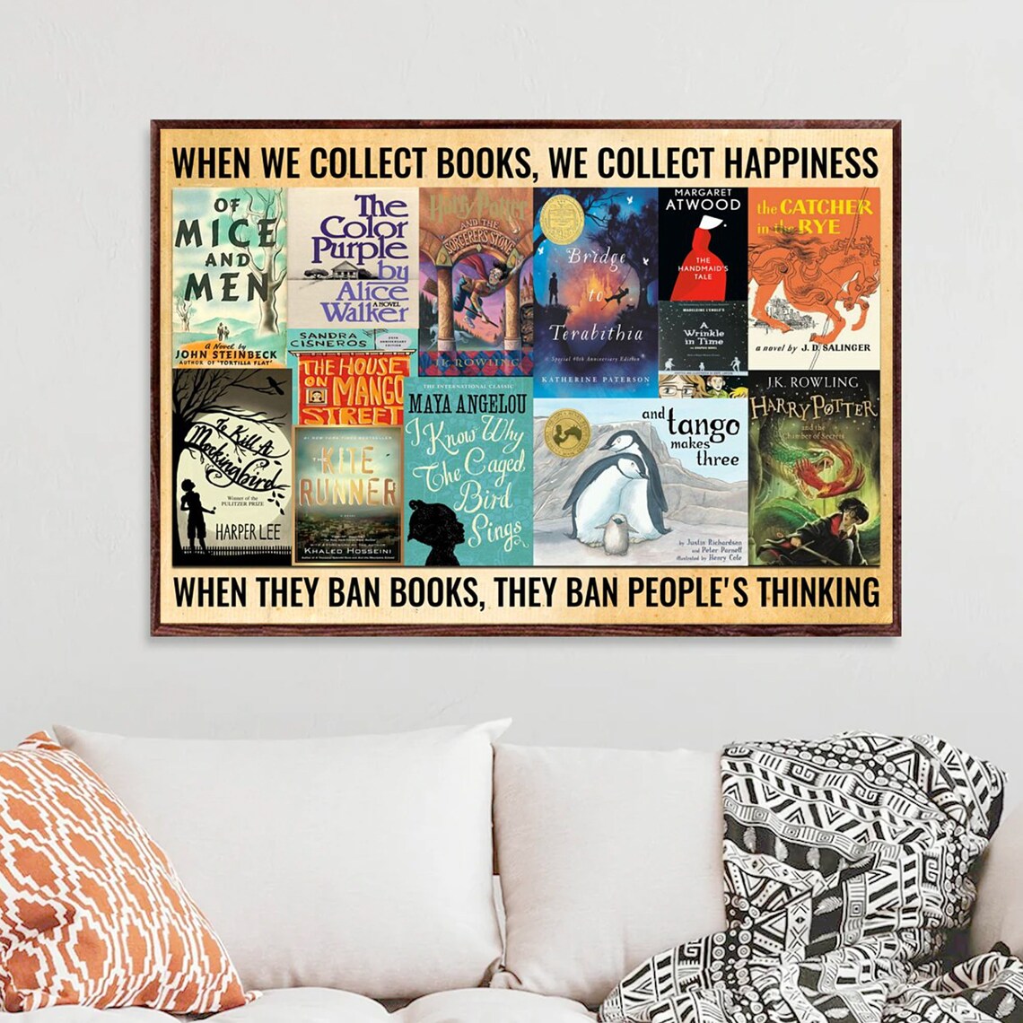 'When We Collect Books We Collect Happiness' Banned Books Poster - Image 4