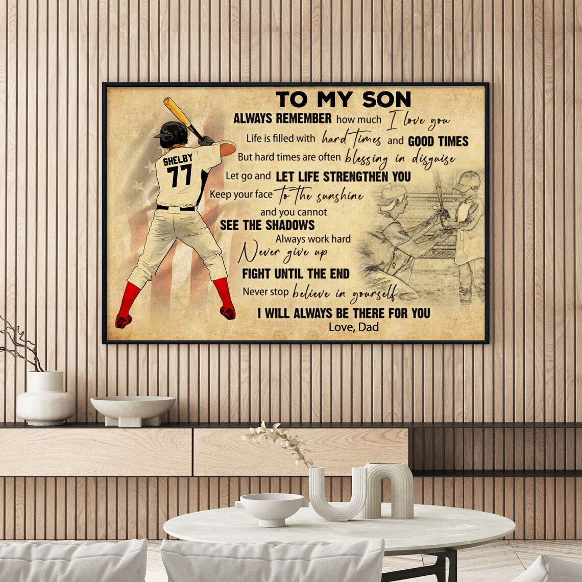 To My Son Baseball Love from Dad Never Give Up Jersey Player Poster - Image 3