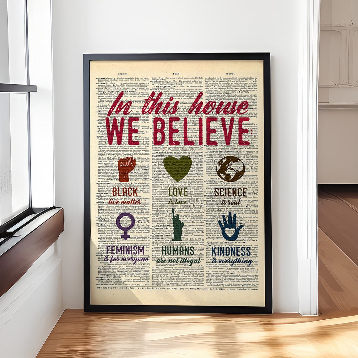 In This House We Believe Equality Kindness Values Statement Poster