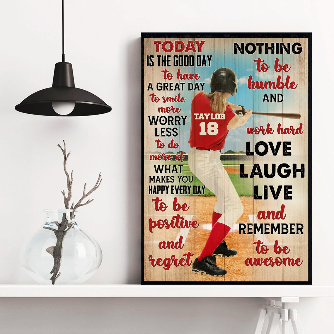 Today Is the Good Day Softball Batter Motivation Quote Poster - Image 3