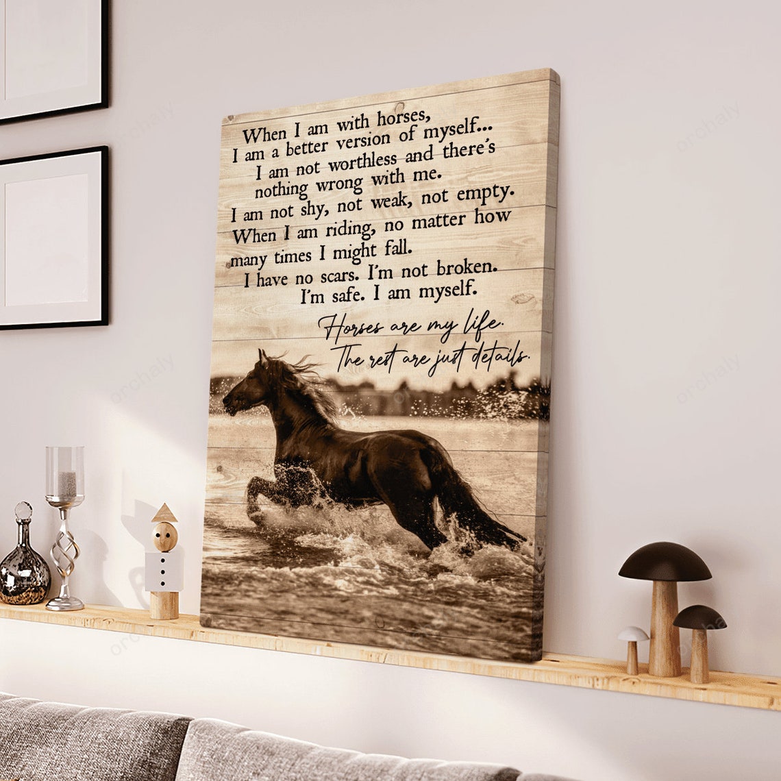 When I Am with Horses Inspirational Equestrian Photo Quote Poster - Image 3
