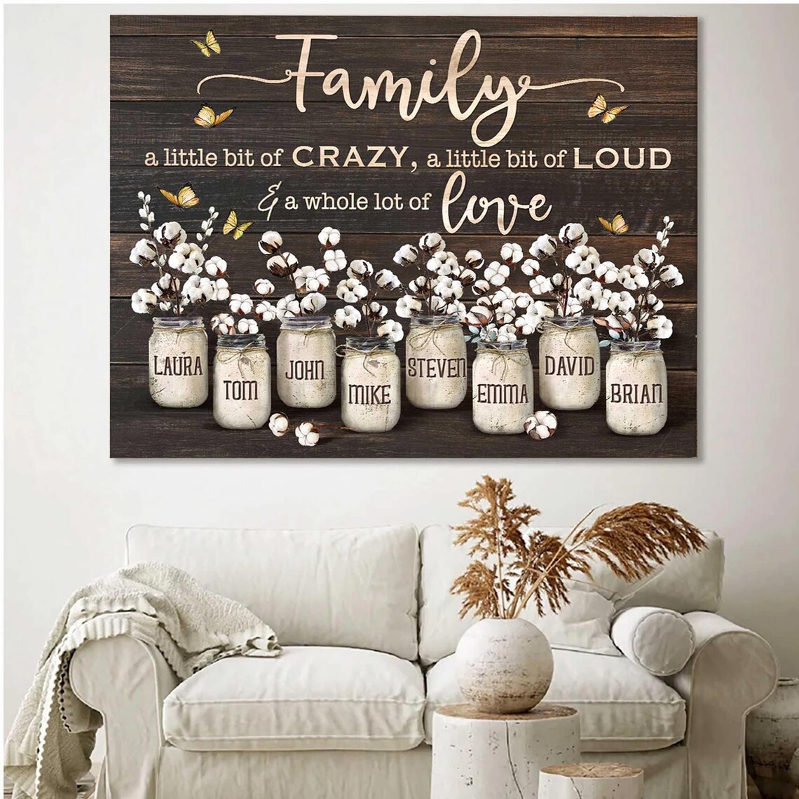 Family a Little Bit of Crazy Personalized Mason Jar Names Poster - Image 4