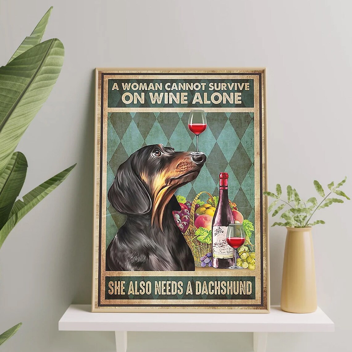 Dachshund Wine Humor Poster Print, Kitchen Decor - Image 4