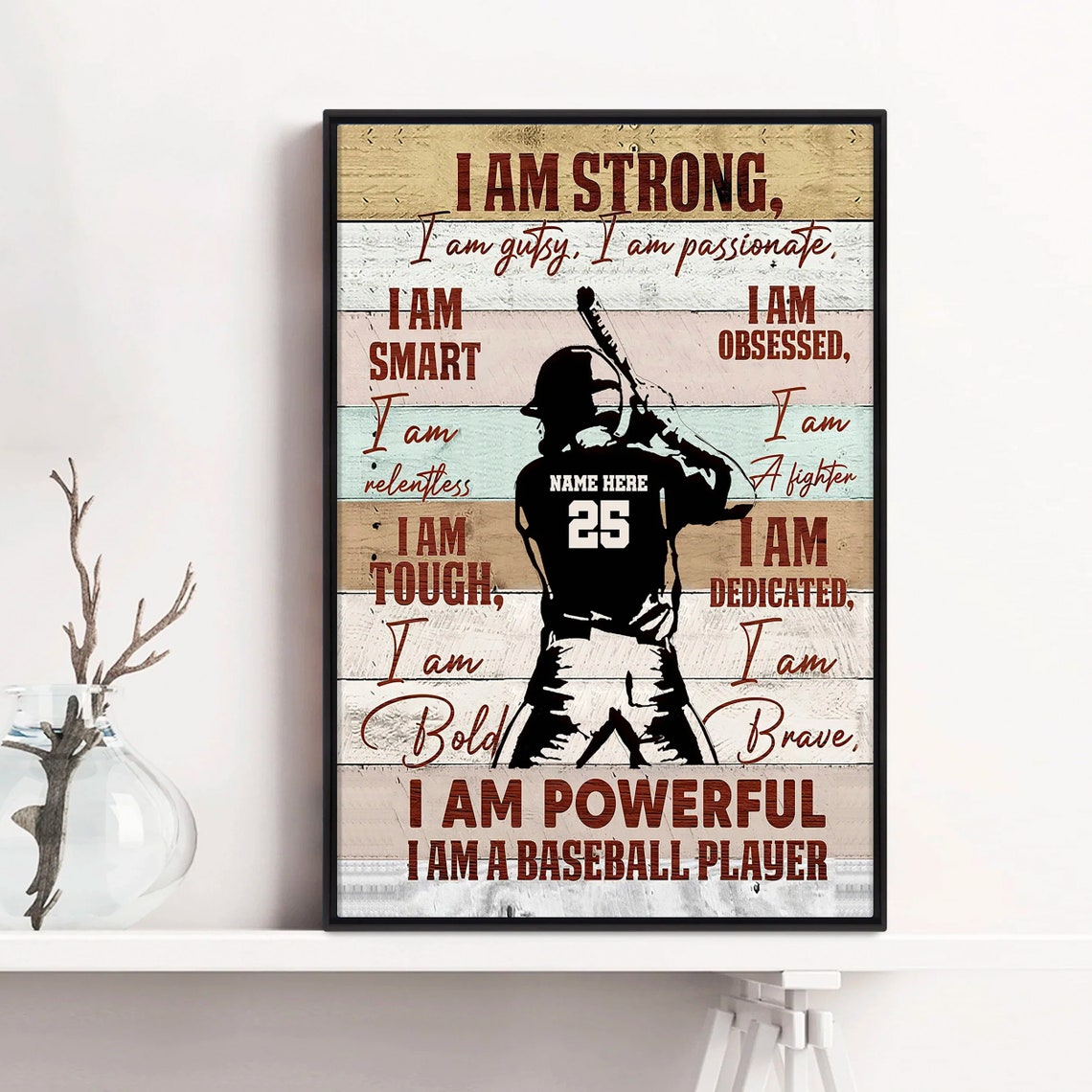 I Am A Baseball Player Motivational Batter Affirmation Gift Poster - Image 2