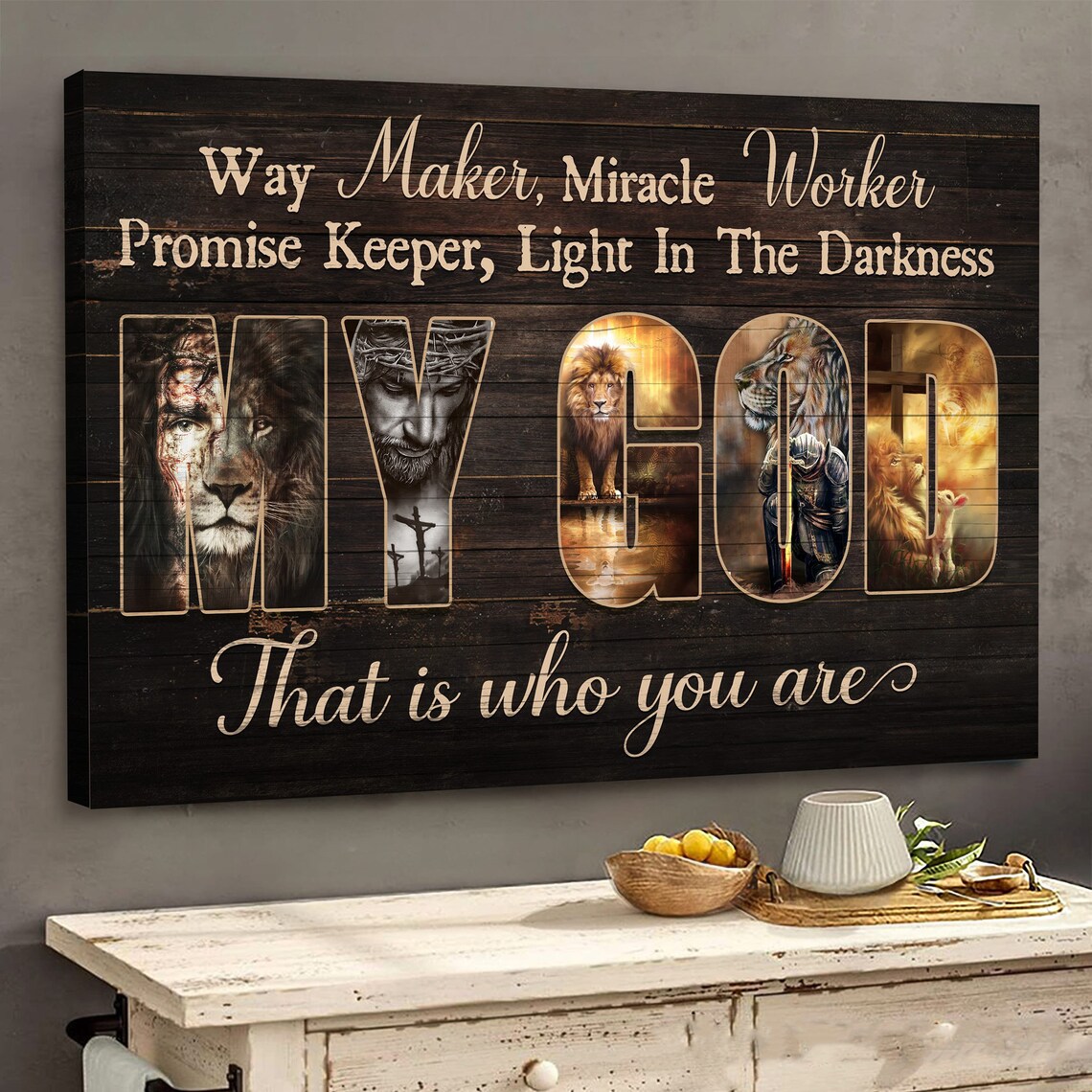 My God Way Maker Miracle Worker Lion Of Judah Christian Poster - Image 4