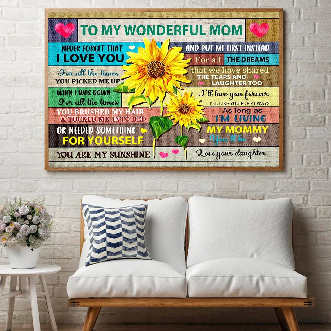 To My Wonderful Mom Sunflower Patchwork 'You Are My Sunshine' Poster - Image 3