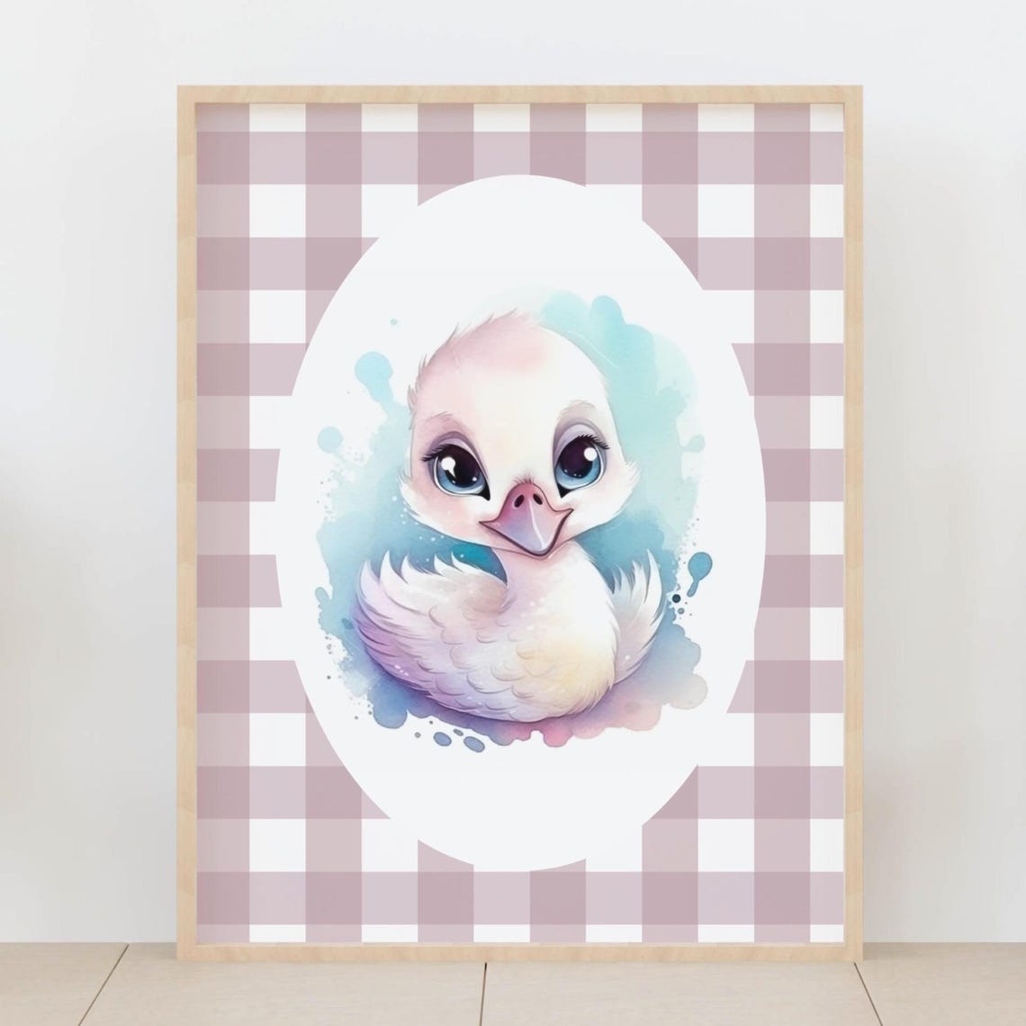 Sweet Fluffy Baby Duckling Watercolor Nursery Animal Decor Poster