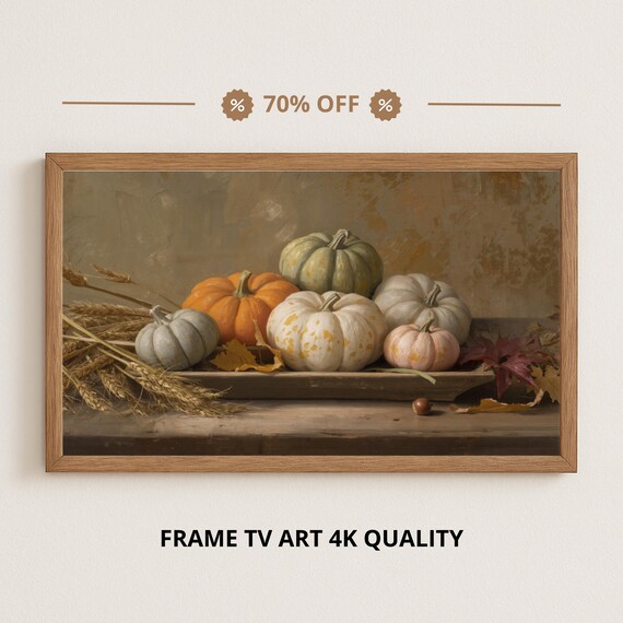Samsung Frame Tv Art Pumpkins And Wheat Autumn Still Life