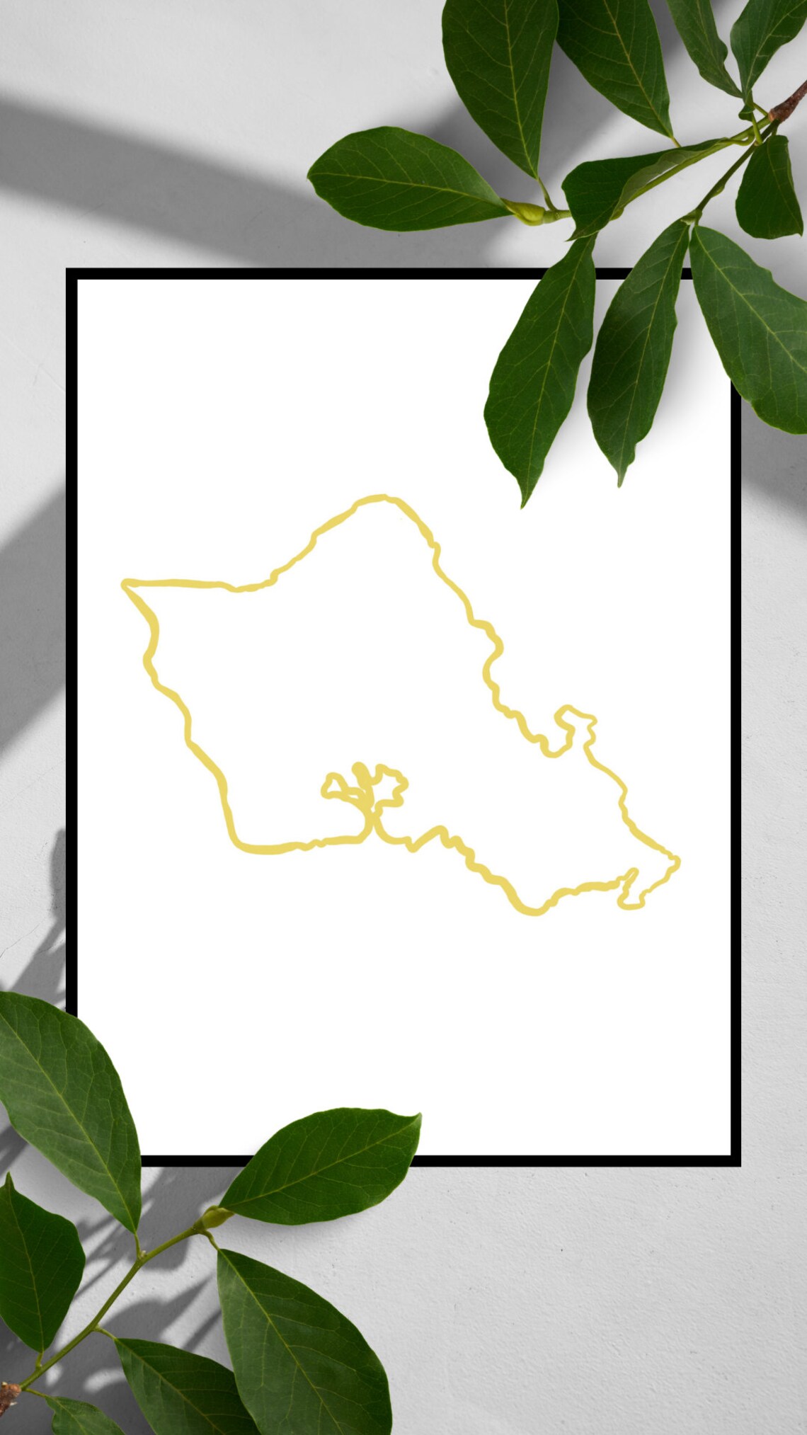 Oahu Hawaii Minimalist Map Outline Gold Line Art Travel Island Decor Poster - Image 2