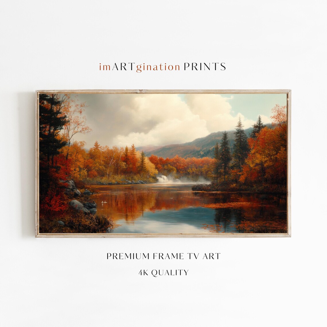 Vintage Autumn Landscape, Fall Oil Painting Art Print
