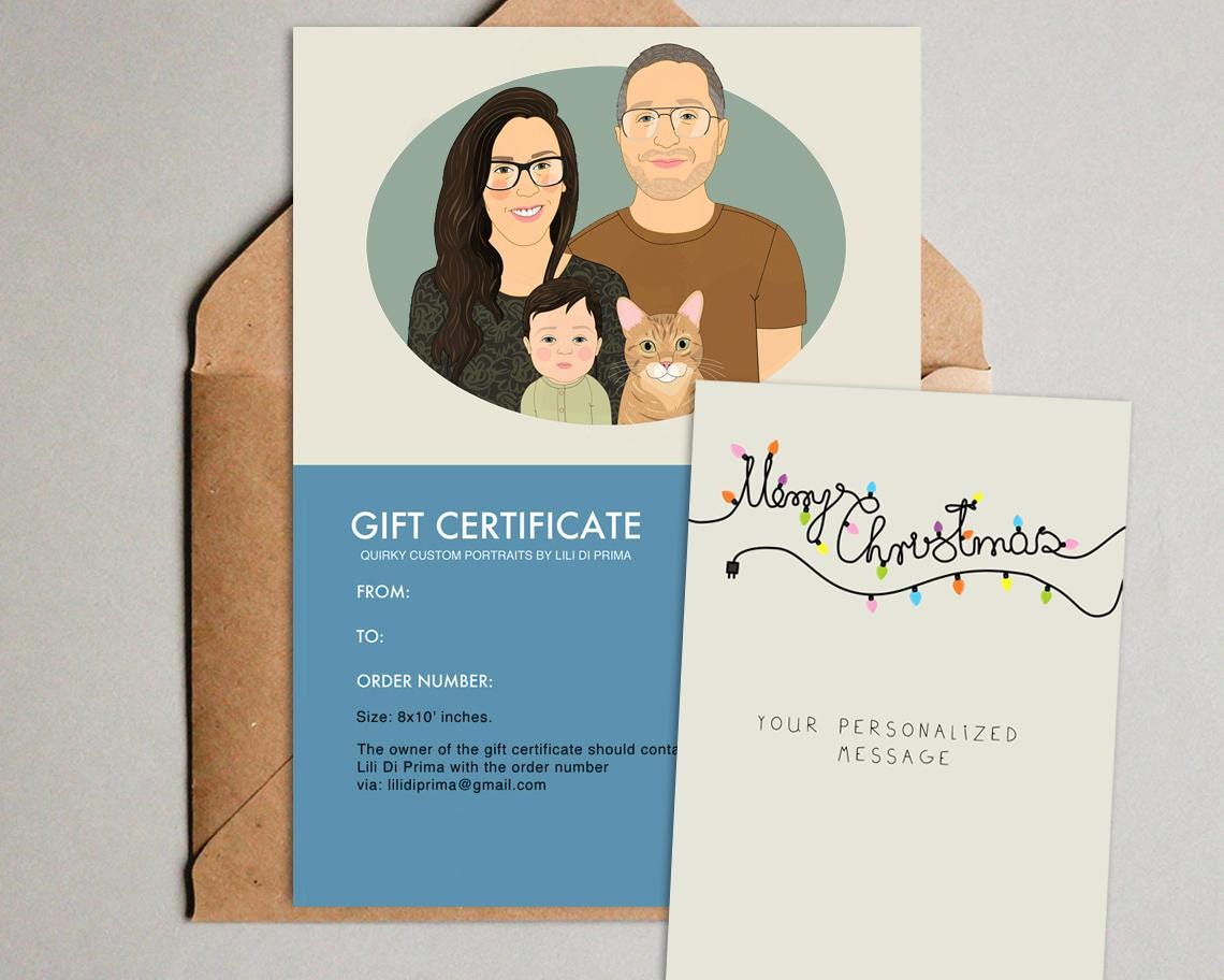 Custom Portrait Gift Certificate Family of Four 8x10 Art Print - Image 6
