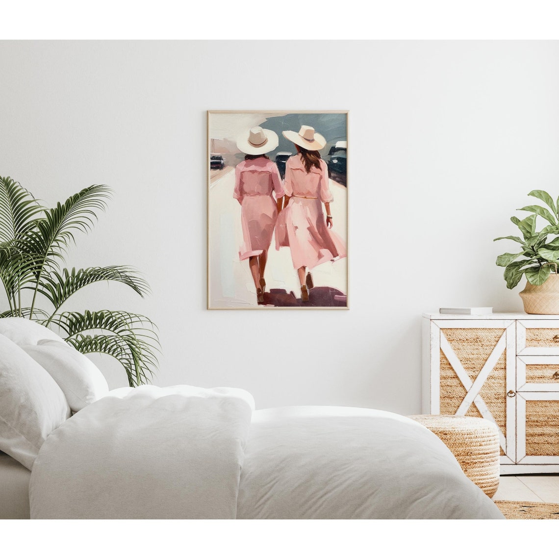 Preppy Cowgirl Wall Art Southern Girl Wall Decor Vintage Oil Painting Coastal Cowgirl Print Girly Western Wall Art Instant