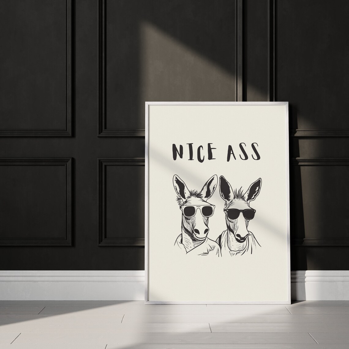 Twin Donkeys In Sunglasses Nice Ass Funny Bathroom Humor Poster