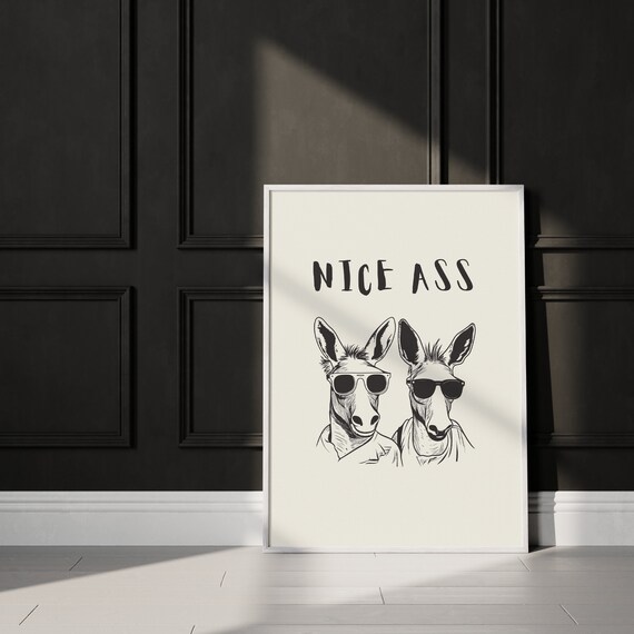 Nice Ass Poster Funny Bathroom Print Trendy Toilet Poster Donkey Wall Art Trendy Bathroom Print Cute Toilet Art Instant