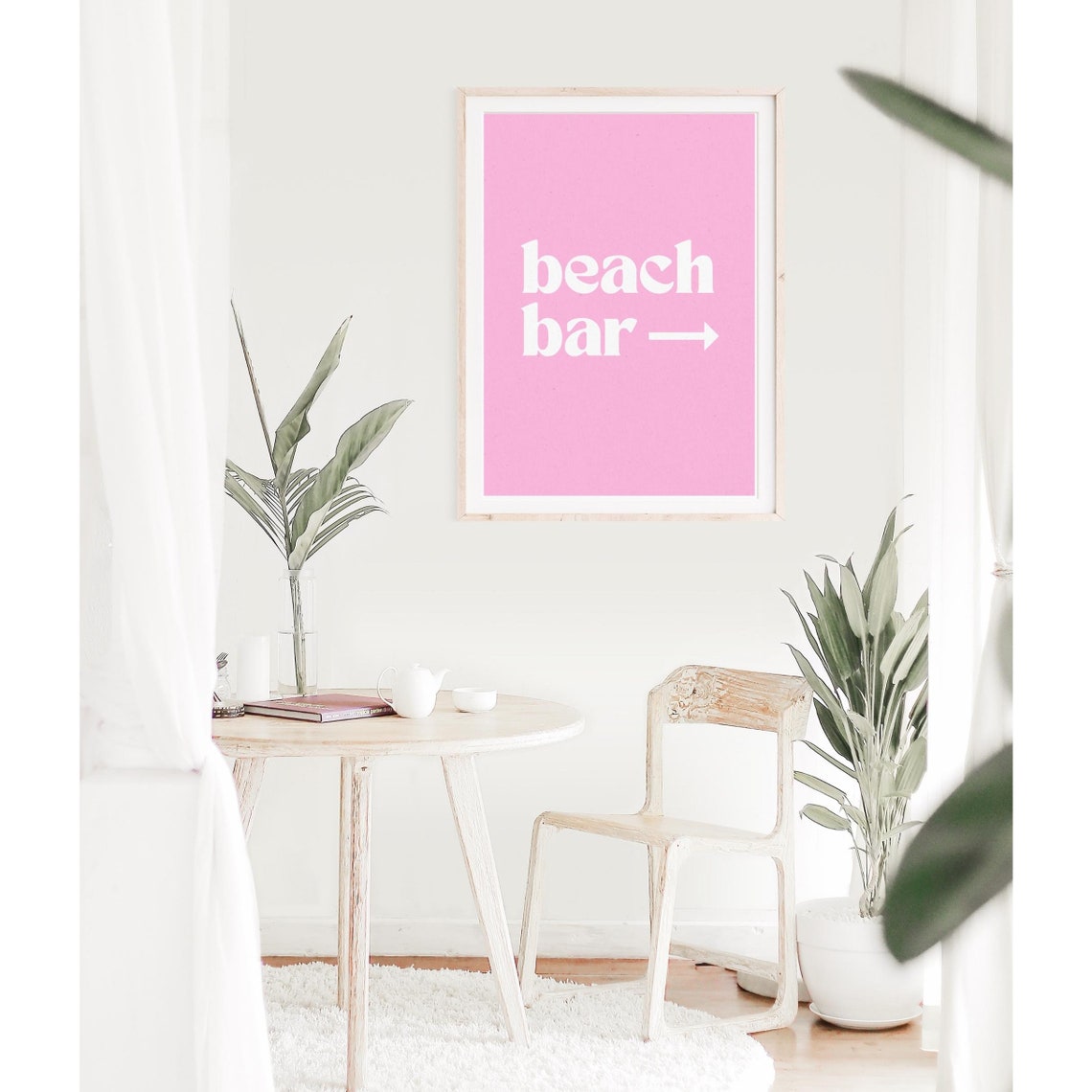 Beach Bar Arrow Sign Poster Pink Coastal Preppy Dorm Room Decor - Image 2