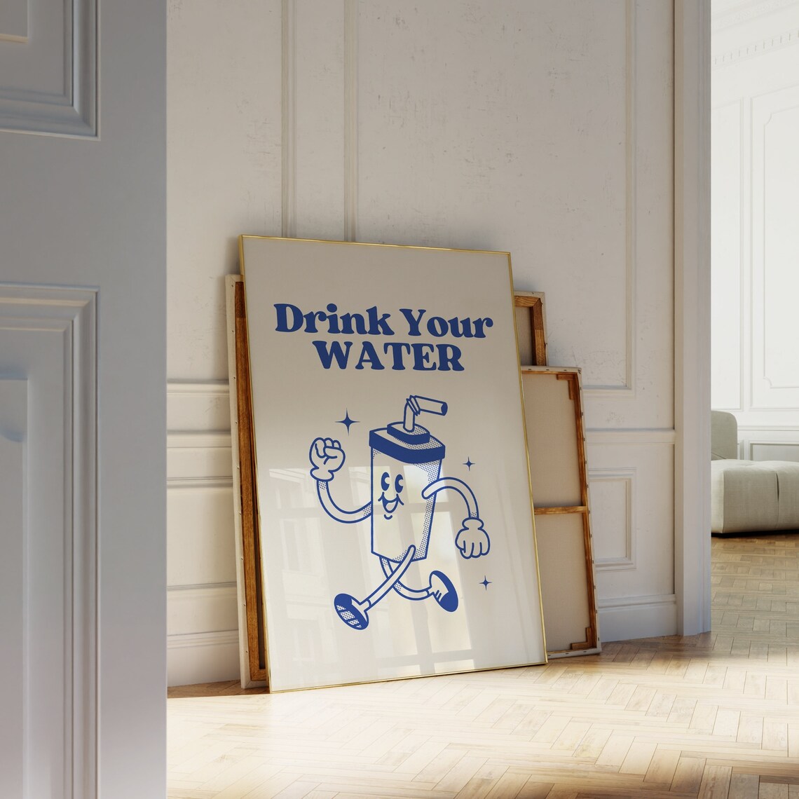 Retro Kitchen Wall Art Drink Your Water Poster Cute Kitchen Print Retro Kitchen Wall Decor Trendy Typography Art Instant - Image 2