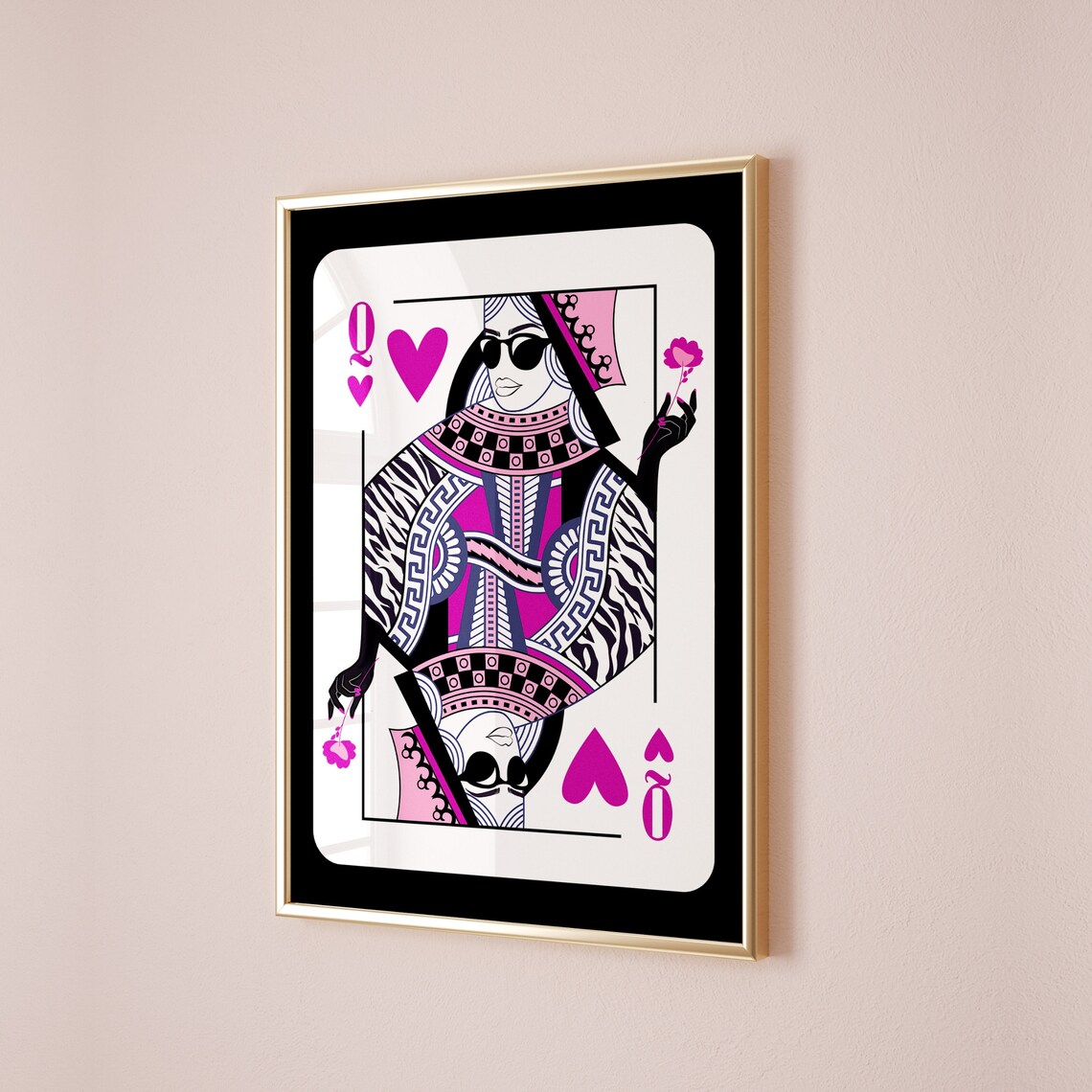 Pink Queen Of Hearts Playing Card Funky Maximalist Preppy Poster - Image 3