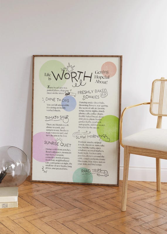 Things To Be Hopeful About Print Inspirational Quotes Trendy Apartment Decor Self Love Print Cute Affirmation Wall Art Positive Poster
