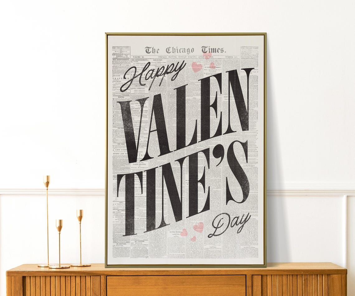 The Chicago Times Happy Valentines Day Vintage Newspaper Art Poster - Image 3