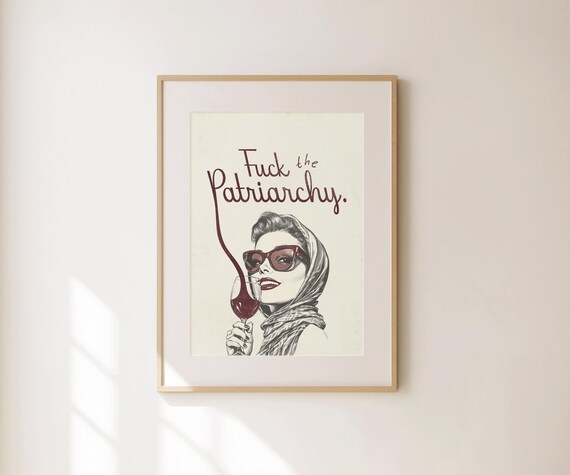 Fuck The Patriarchy Print Retro Feminist Wall Art Trendy Preppy Wall Decor Funny Bedroom Apartment Decor Hot Girls Print Empowerment