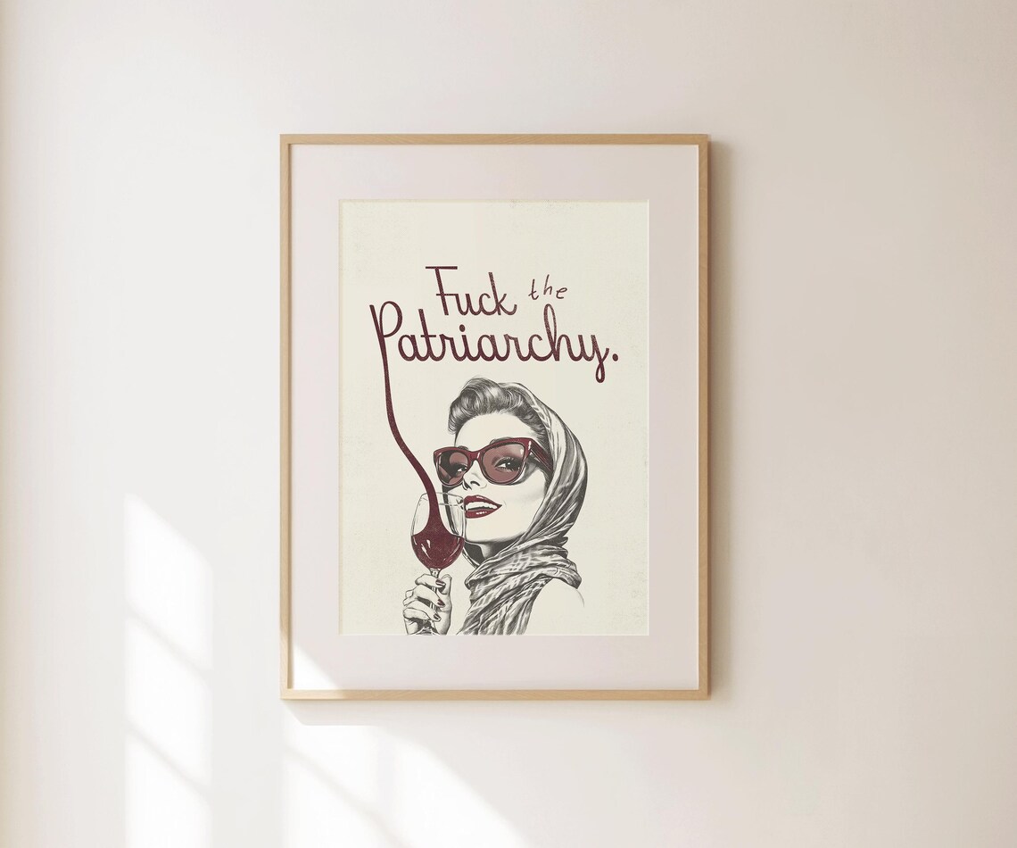 Fuck The Patriarchy Print Retro Feminist Wall Art Trendy Preppy Wall Decor Funny Bedroom Apartment Decor Hot Girls Print Empowerment