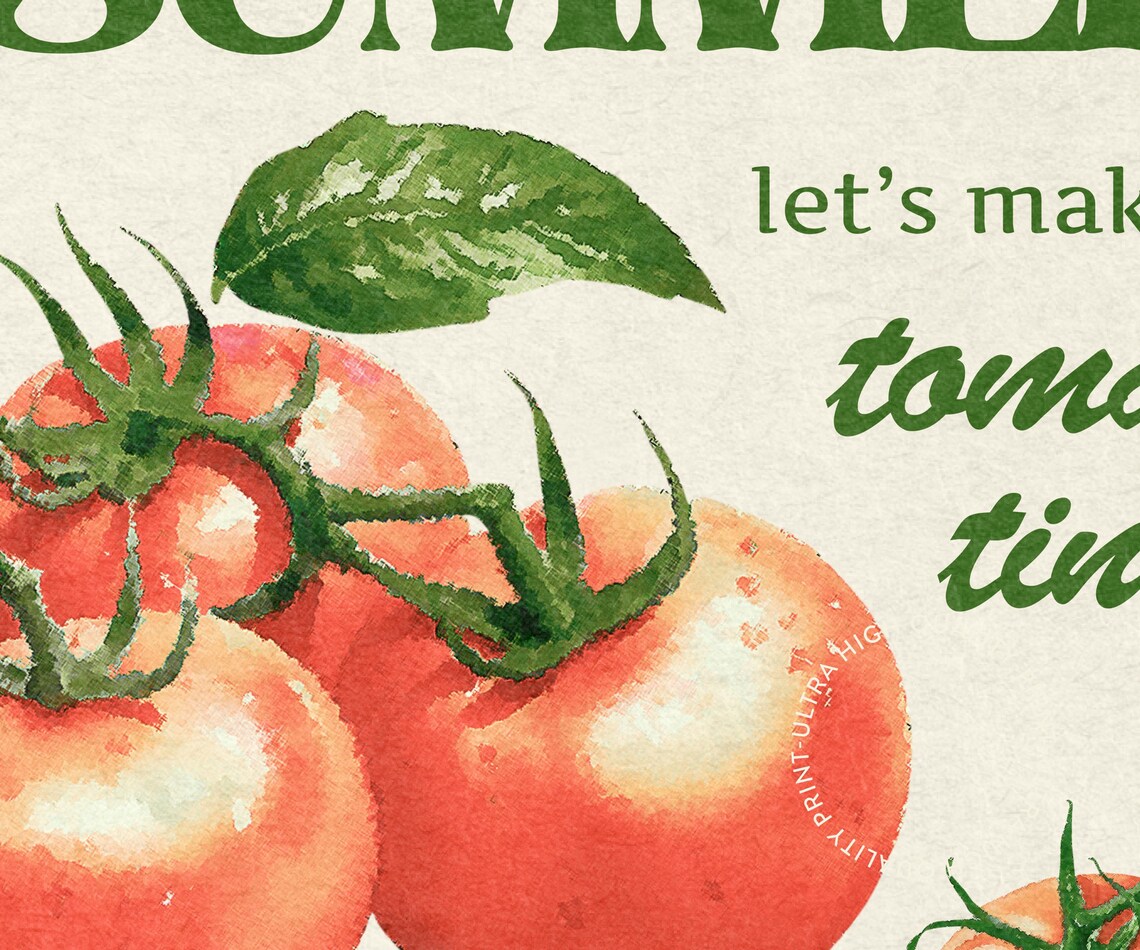 Tomato Girl Summer Toma Tini Recipe Vintage Kitchen Wall Print Poster - Image 5