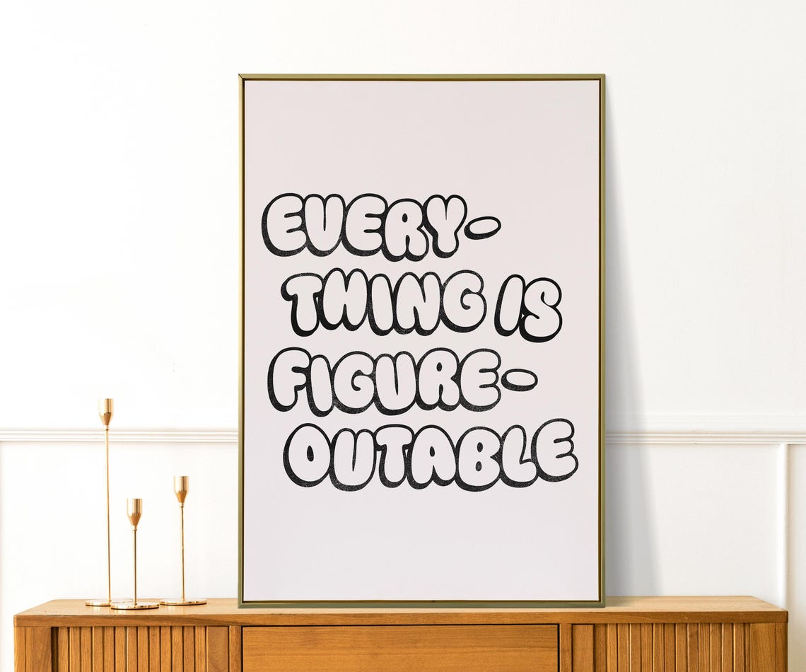 Everything Is Figureoutable Black Bubble Letters Minimal Quote Art - Image 4