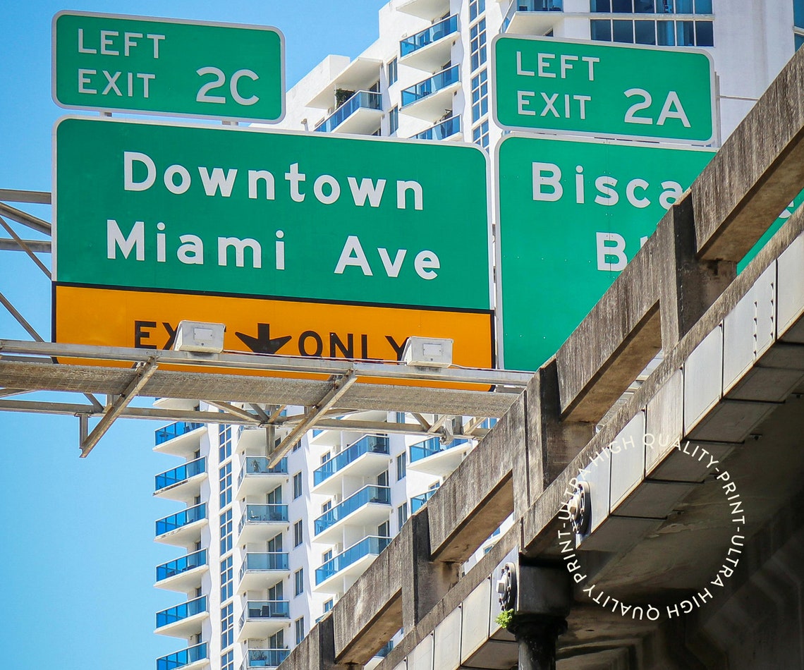 Miami Florida Downtown Highway Signs Vintage Roadways Travel Poster - Image 5
