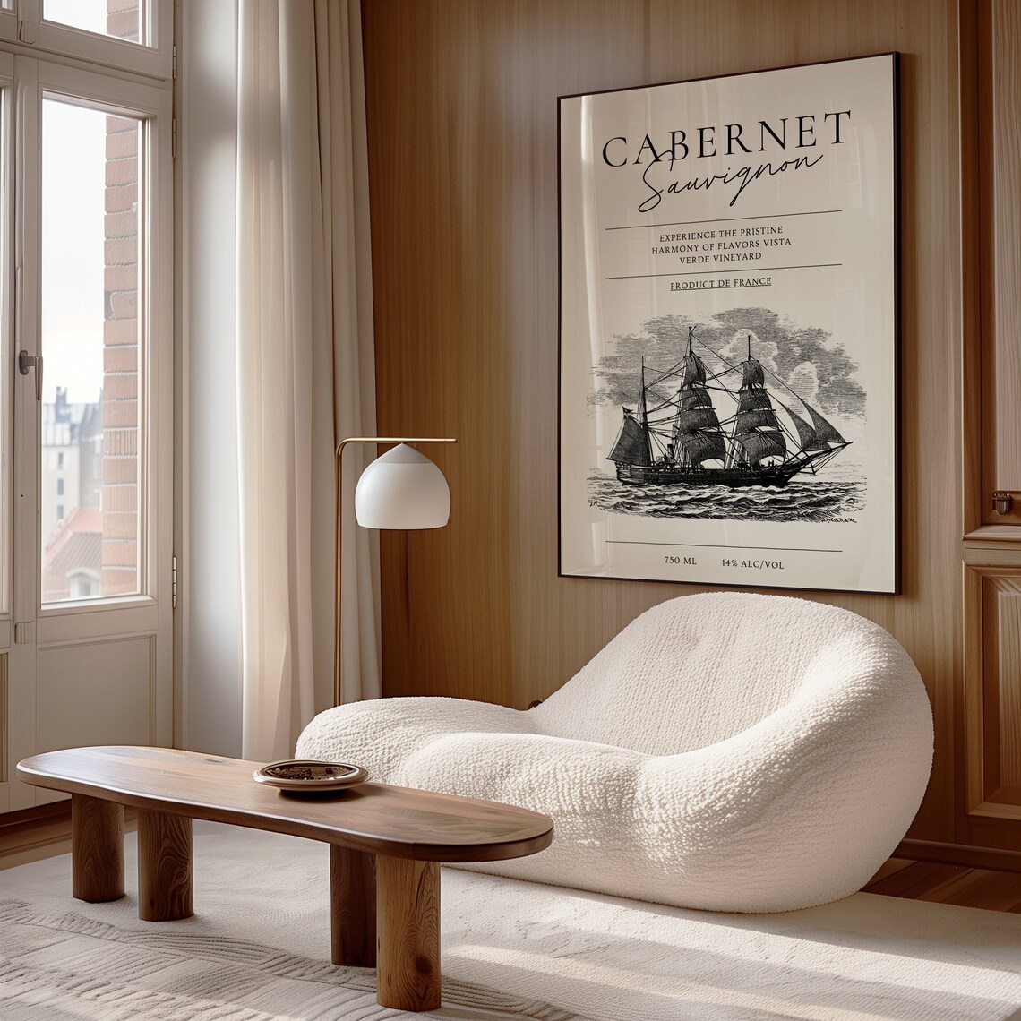 Cabernet Sauvignon France Wine Label Poster Ship Engraving Bar Art - Image 4