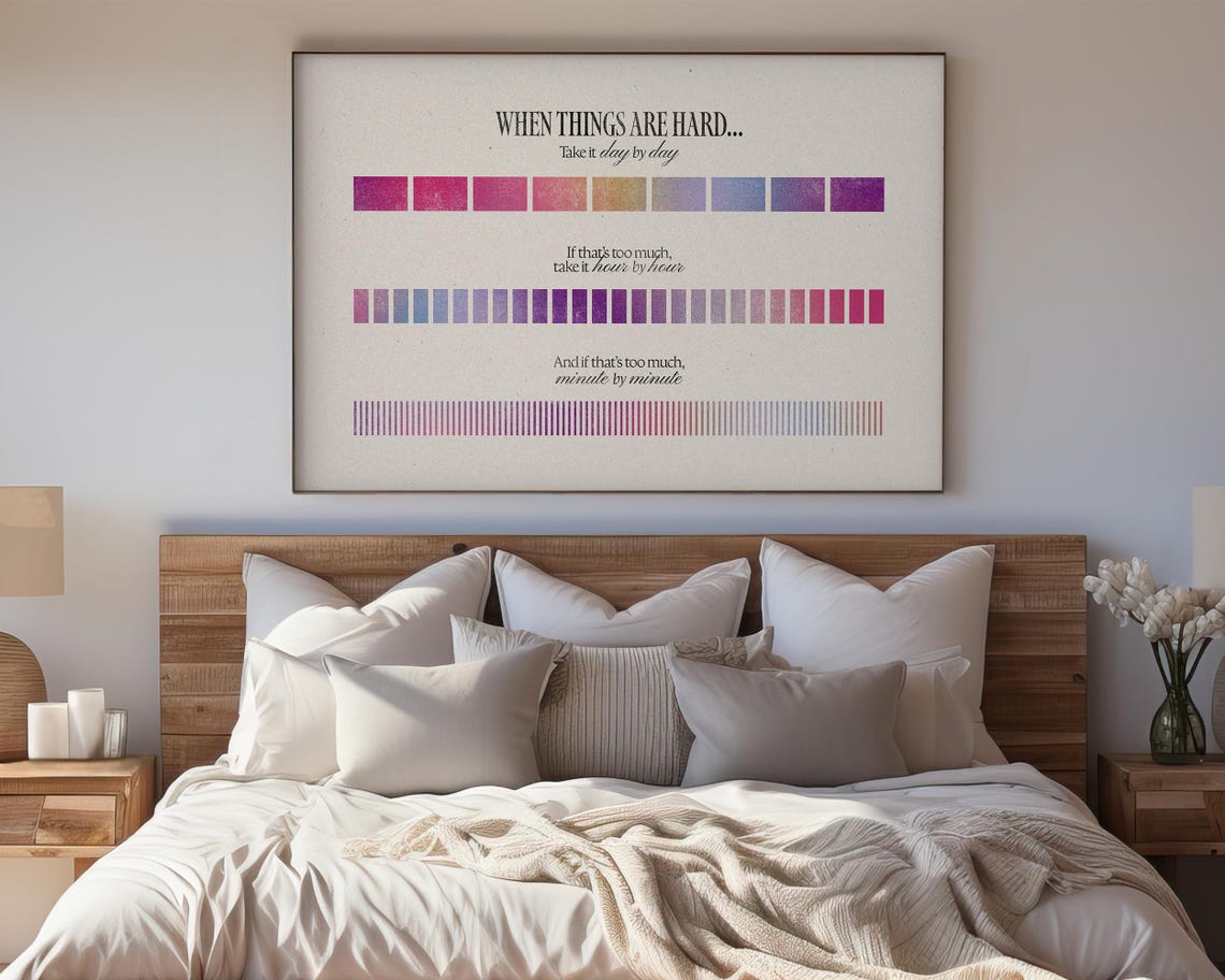 When Things Are Hard Day By Day Rainbow Mental Health Wall Art Print - Image 4