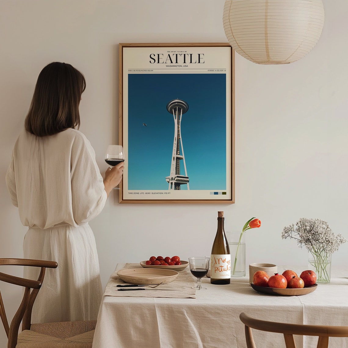Seattle Space Needle Blue Sky Landmark Photography Travel Poster - Image 3