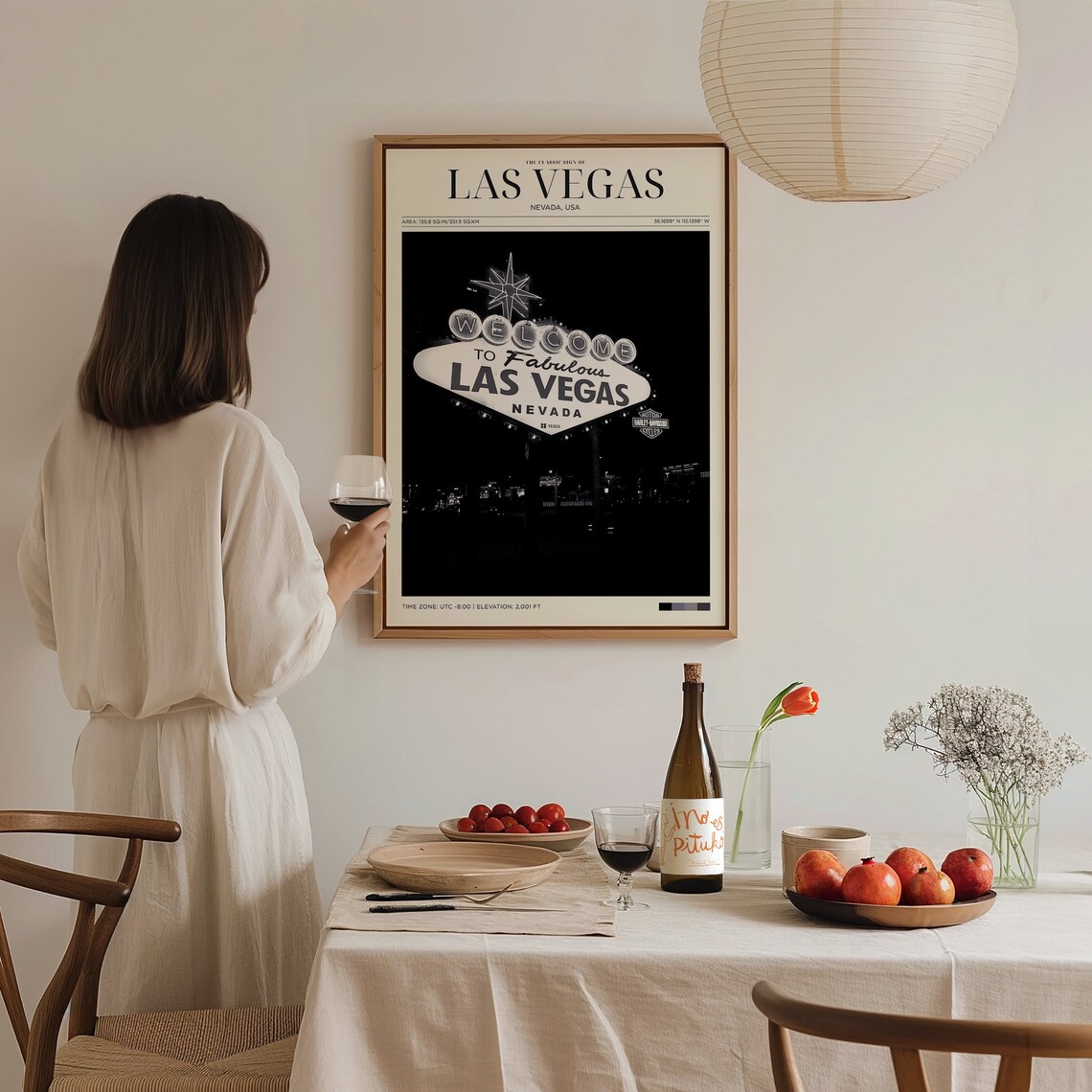 Las Vegas Welcome Sign Black White Night Photography Travel Poster - Image 3
