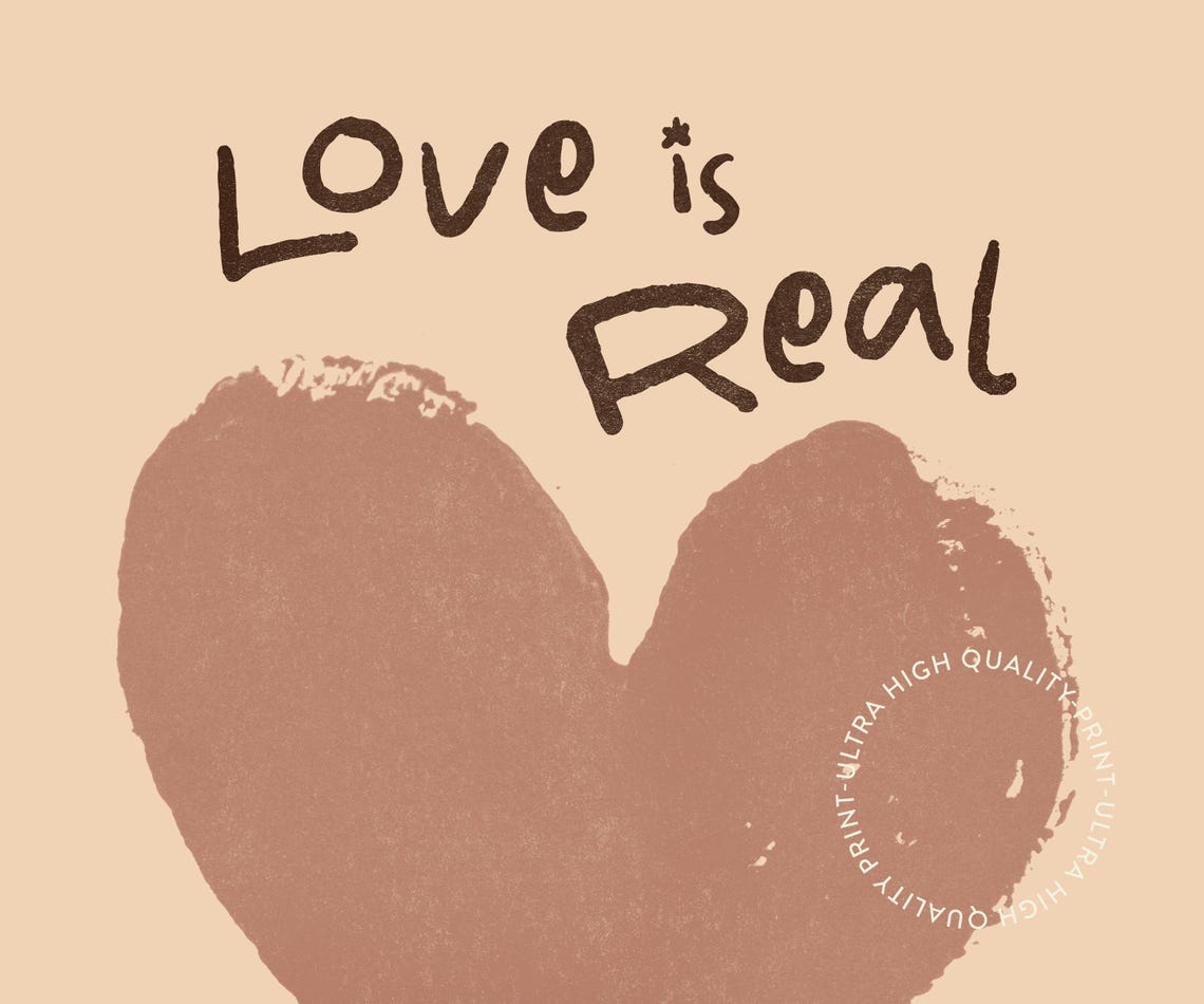 Love Is Real And I Had Some For Dessert Brown Heart Funny Wall Art - Image 5