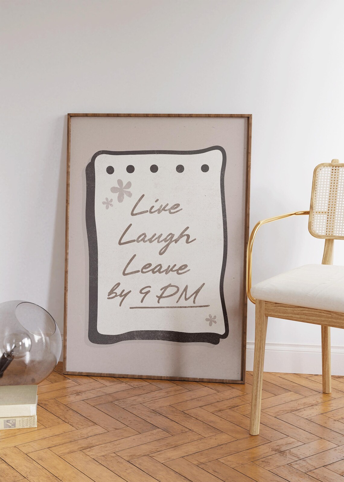 Live Laugh Leave By 9 PM Funny Homebody Introvert Retro Humor Poster - Image 4