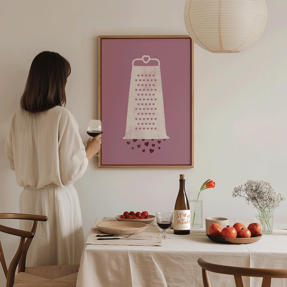 Grate Love Cheese Grater Hearts Pun Funny White Mauve Valentine Poster - Image 2