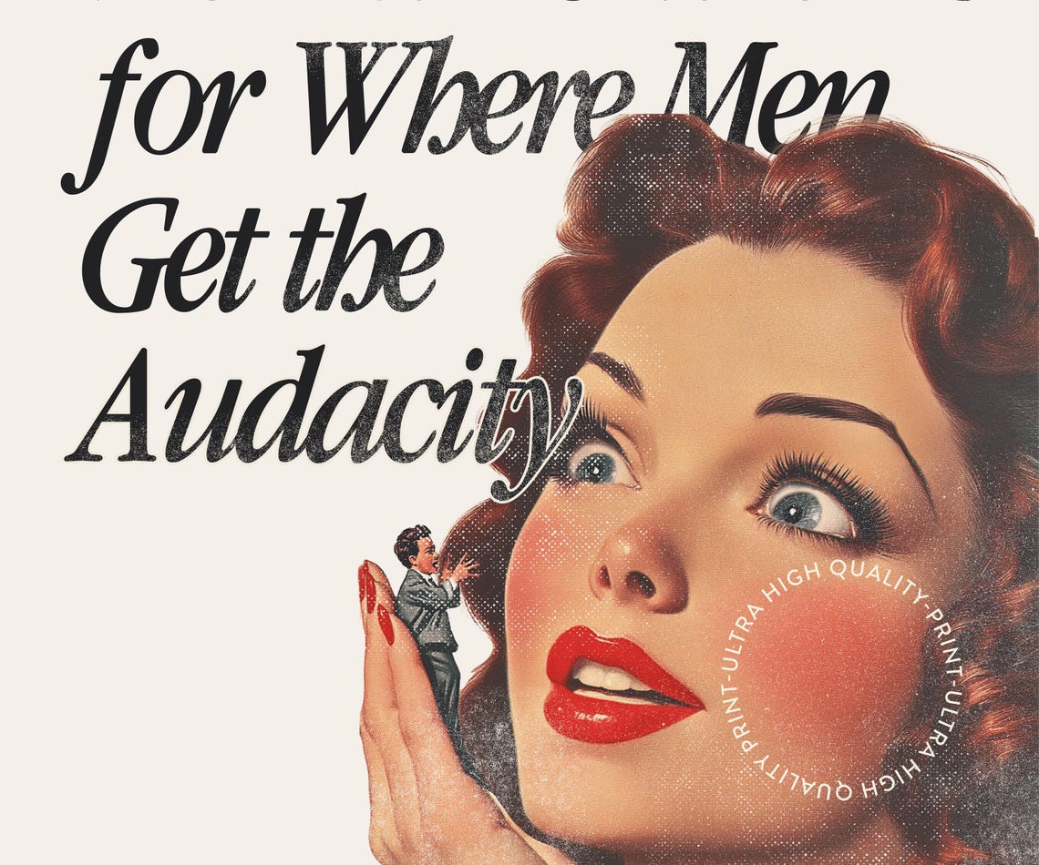 The Woman Times Funny Newspaper Redhead Retro Pin Up Quote Poster - Image 5