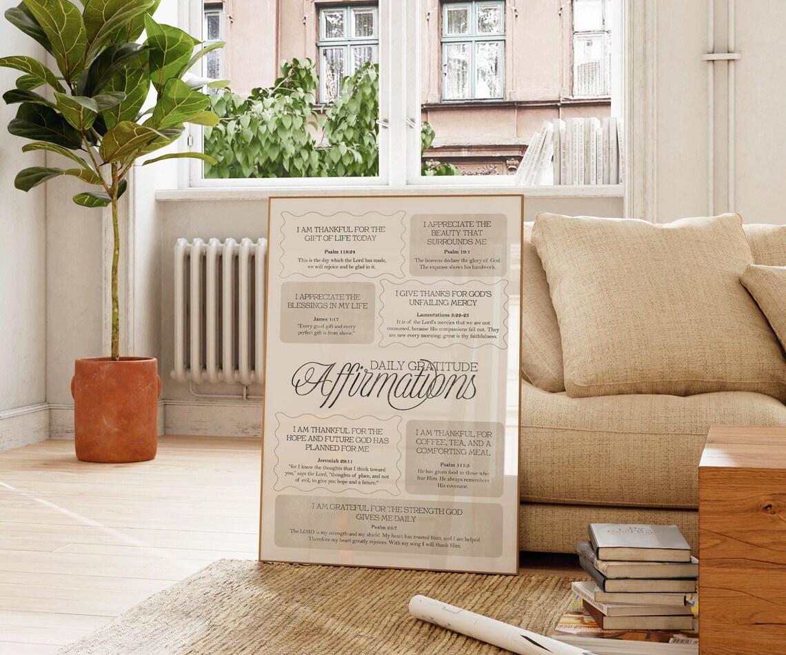 Daily Gratitude Affirmations Bible Verses Christian Faith Wall Art Poster - Image 4