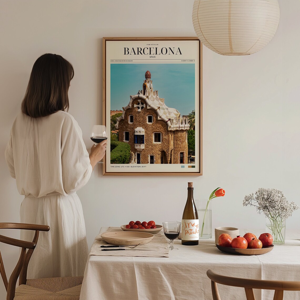 Travel Poster Barcelona Park Guell Poster Barcelona Poster Vintage Spain Poster Nature Landscape Wall Art For Living Room Modern Island - Image 2