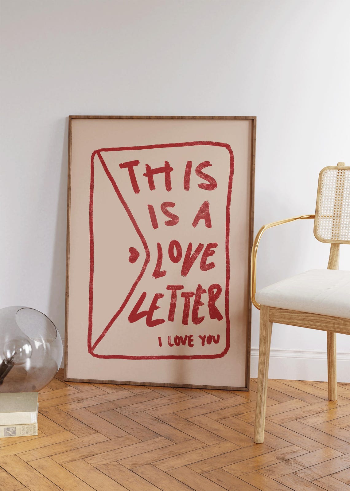 This Is A Love Letter Red Hand Drawn Envelope Peach Valentine Poster - Image 2