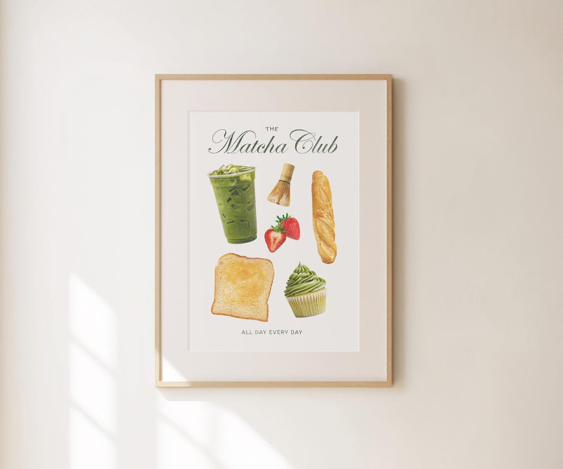 The Matcha Club Iced Matcha Latte Kitchen Collage Foodie Wall Art - Image 3