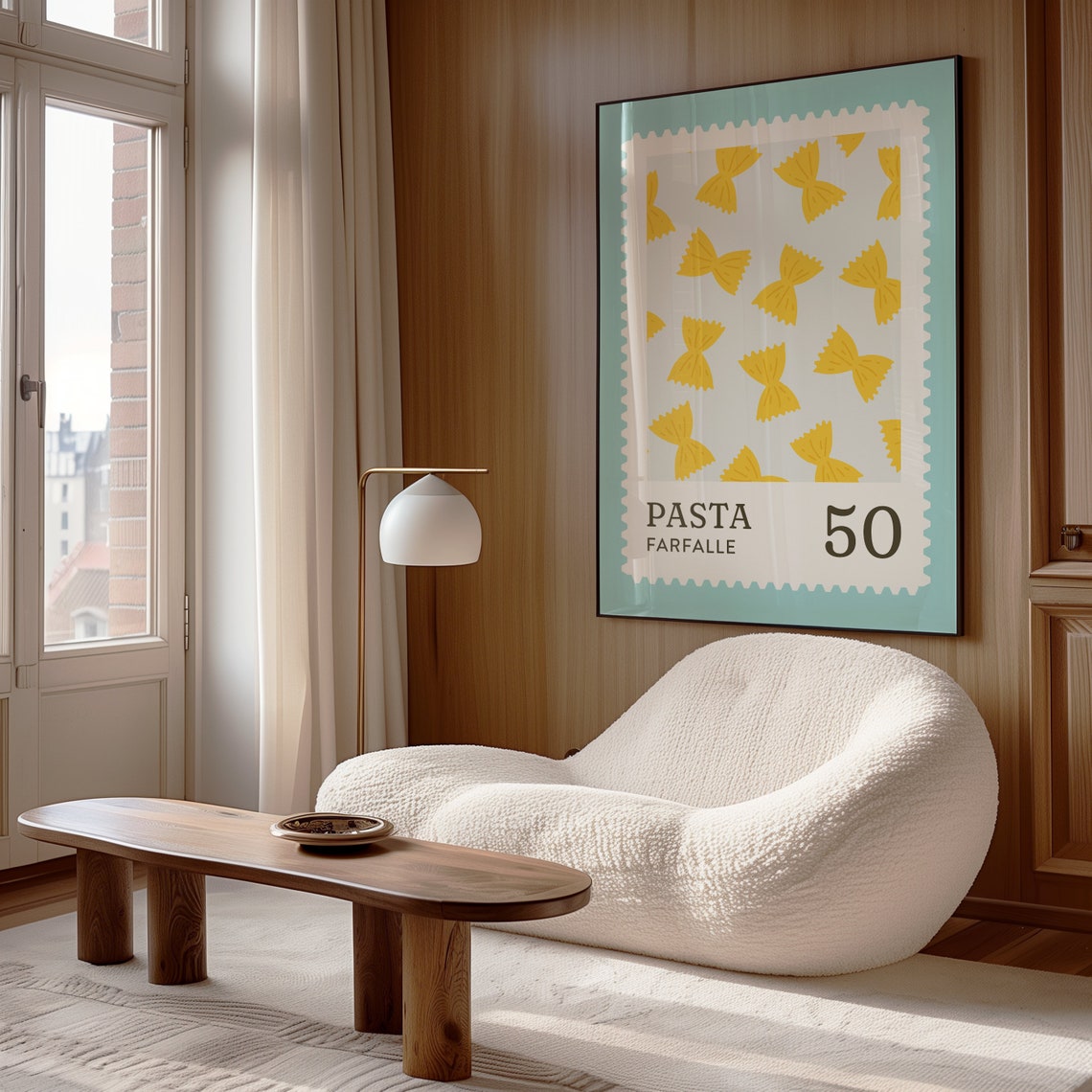 Pasta Farfalle 50 Stamp Style Cute Kitchen Food Wall Art Poster - Image 3