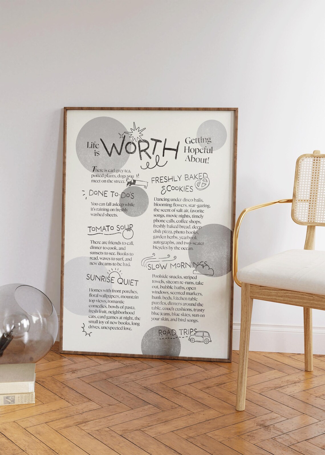 Life Is Worth Getting Hopeful About Gratitude List Grey Wall Art Poster - Image 4