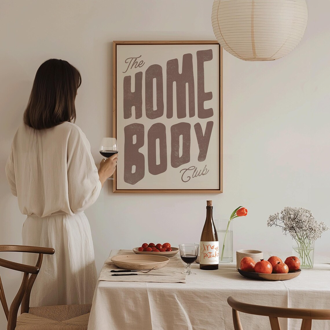 The Homebody Club Art Aesthetic Apartment Decor Minimalist Typography Print Mid Century Modern Home Gifts Large Living Room Wall Art - Image 2