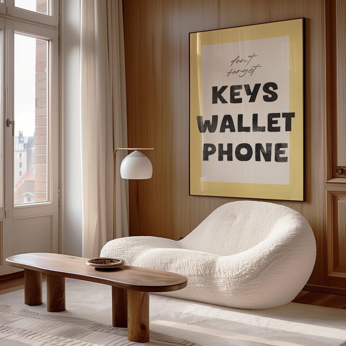 Dont Forget Keys Wallet Phone Yellow Entryway Reminder Wall Poster - Image 2