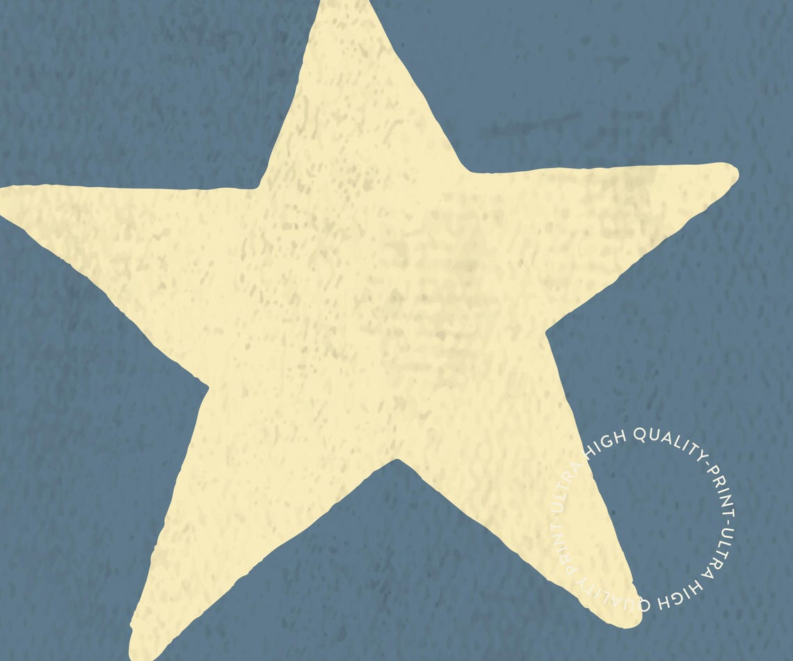 Retro Hand Drawn Cream Star On Navy Minimalist Nursery Poster - Image 5