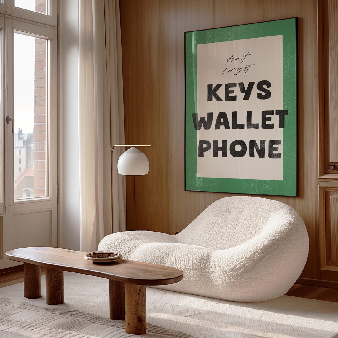 Dont Forget Keys Wallet Phone Green Entryway Reminder Wall Poster - Image 3