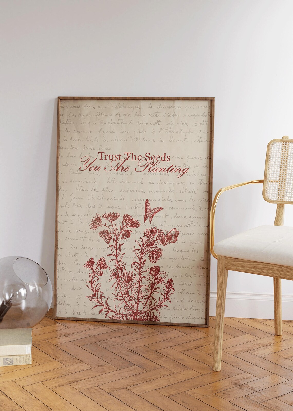 Trust The Seeds You Are Planting Red Botanical Quote Wall Poster